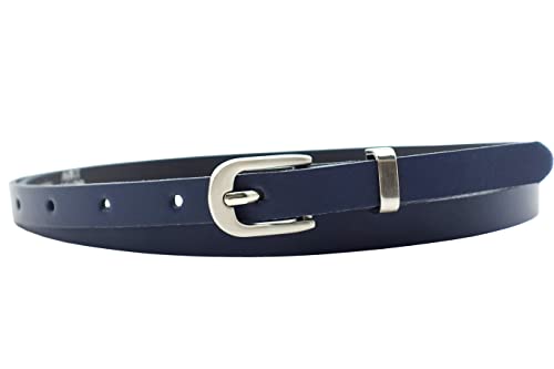 NK Belt GmbH Damen Ledergürtel aus Rindsleder, Made in Germany, Anzug Jeans Gürtel 12mm schmal #MR-19 (Blau, 100cm Gesamtlänge 115cm) von NK Belt GmbH