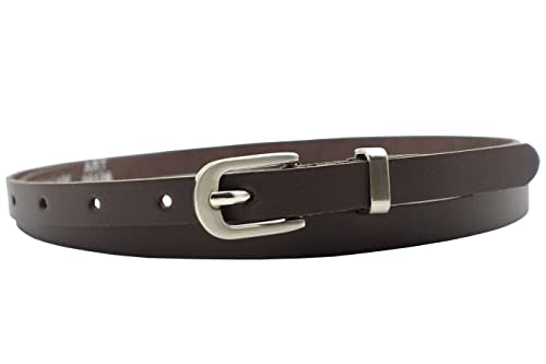 NK Belt GmbH Damen Ledergürtel aus Rindsleder, Made in Germany, Anzug Jeans Gürtel 12mm schmal #MR-19 (Braun, 100cm Gesamtlänge 115cm) von NK Belt GmbH