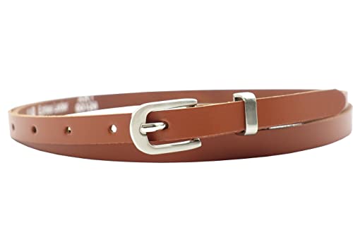 NK Belt GmbH Damen Ledergürtel aus Rindsleder, Made in Germany, Anzug Jeans Gürtel 12mm schmal #MR-19 (Cognac, 100cm Gesamtlänge 115cm) von NK Belt GmbH