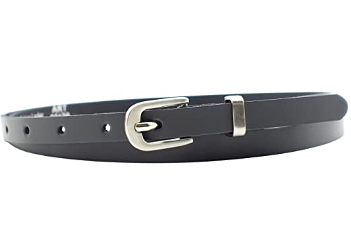 NK Belt GmbH Damen Ledergürtel aus Rindsleder, Made in Germany, Anzug Jeans Gürtel 12mm schmal #MR-19 (Grau, 95cm Gesamtlänge 110cm) von NK Belt GmbH