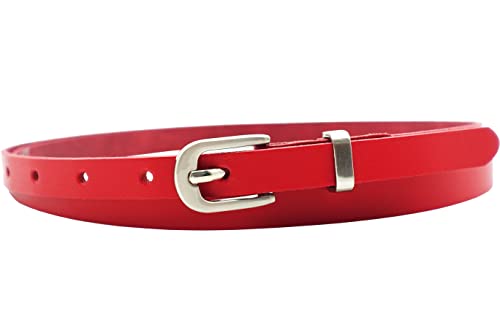 NK Belt GmbH Damen Ledergürtel aus Rindsleder, Made in Germany, Anzug Jeans Gürtel 12mm schmal #MR-19 (Rot, 125cm Gesamtlänge 140cm) von NK Belt GmbH