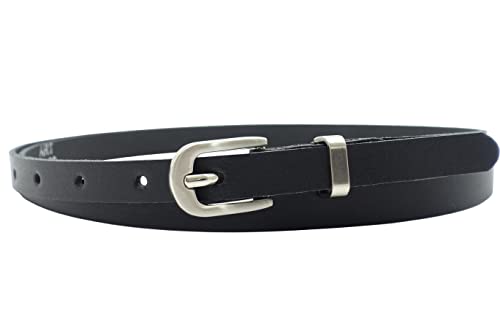 NK Belt GmbH Damen Ledergürtel aus Rindsleder, Made in Germany, Anzug Jeans Gürtel 12mm schmal #MR-19 (Schwarz, 100cm Gesamtlänge 115cm) von NK Belt GmbH