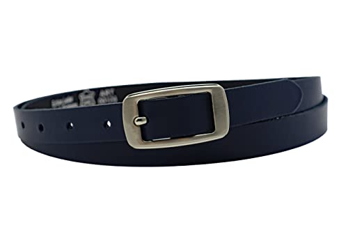 NK Belt GmbH Damen Ledergürtel aus Rindsleder, Made in Germany, Anzug Jeans Gürtel 2cm schmal #SD-08A (Blau, 120cm Gesamtlänge 135cm) von NK Belt GmbH