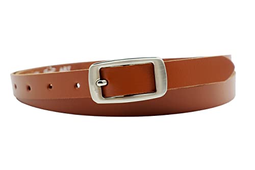 NK Belt GmbH Damen Ledergürtel aus Rindsleder, Made in Germany, Anzug Jeans Gürtel 2cm schmal #SD-08A (Cognac, 100cm Gesamtlänge 115cm) von NK Belt GmbH