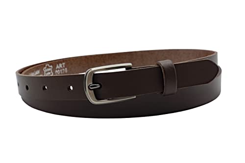 NK Belt GmbH Damen Ledergürtel aus Rindsleder, Made in Germany, Anzug Jeans Gürtel 2cm schmal #SR-07A (Dunkelbraun, 100cm Gesamtlänge 115cm) von NK Belt GmbH