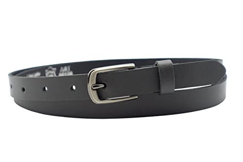 NK Belt GmbH Damen Ledergürtel aus Rindsleder, Made in Germany, Anzug Jeans Gürtel 2cm schmal #SR-07A (Grau, 100cm Gesamtlänge 115cm) von NK Belt GmbH