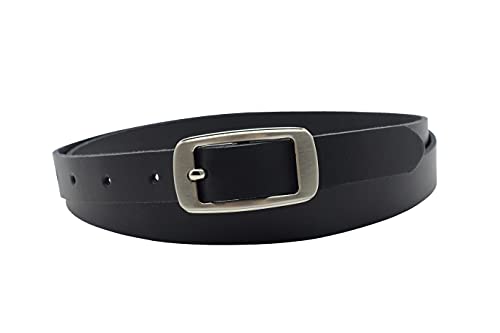 NK Belt GmbH Damen Ledergürtel aus Rindsleder schwarz, Made in Germany, Anzug Jeans Gürtel 2cm schmal #SD-08 (105cm Gesamtlänge 120cm) von NK Belt GmbH