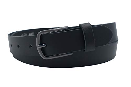 NK Belt GmbH Damen Ledergürtel in Schwarz, Anzug Jeans Gürtel, made in Germany 3cm #M-01 (115cm Gesamtlänge 130cm) von NK Belt GmbH