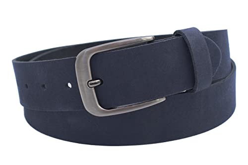 NK Belt GmbH Echter Ledergürtel aus Veloursleder, Made in Germany, Anzug Jeans Gürtel 38mm #VL-18 (Blau, 100cm Gesamtlänge 115cm) von NK Belt GmbH