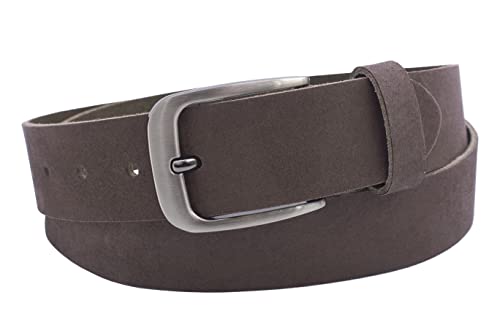 NK Belt GmbH Echter Ledergürtel aus Veloursleder, Made in Germany, Anzug Jeans Gürtel 38mm #VL-18 (Braun, 105cm Gesamtlänge 120cm) von NK Belt GmbH