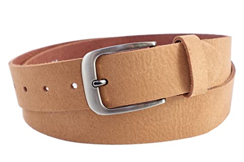 NK Belt GmbH Echter Ledergürtel aus Veloursleder, Made in Germany, Anzug Jeans Gürtel 38mm #VL-18 (Camel, 100cm Gesamtlänge 115cm) von NK Belt GmbH