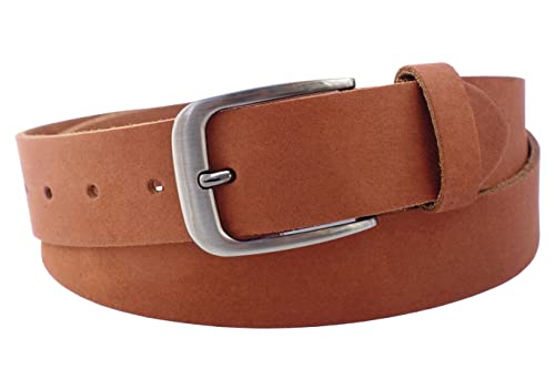 NK Belt GmbH Echter Ledergürtel aus Veloursleder, Made in Germany, Anzug Jeans Gürtel 38mm #VL-18 (Cognac, 100cm Gesamtlänge 115cm) von NK Belt GmbH