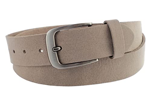 NK Belt GmbH Echter Ledergürtel aus Veloursleder, Made in Germany, Anzug Jeans Gürtel 38mm #VL-18 (Grau, 100cm Gesamtlänge 115cm) von NK Belt GmbH