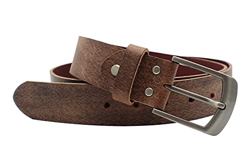 NK Belt GmbH Handgemachter Herren Ledergürtel aus Büffelleder braun, Made in Germany, Anzug Jeans Gürtel 38mm #HBS-05 (120cm Gesamtlänge 135cm) von NK Belt GmbH