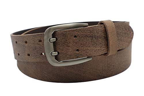 NK Belt GmbH Handgemachter Herren Ledergürtel aus Büffelleder mit Doppeldorn Schnalle, Made in Germany, Anzug Jeans Gürtel 38mm #DK-17 (Braun, 100cm Gesamtlänge 115cm) von NK Belt GmbH