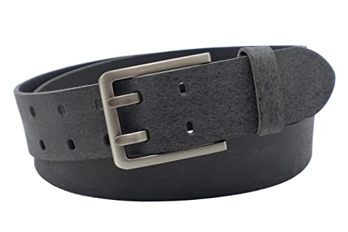 NK Belt GmbH Handgemachter Herren Ledergürtel aus Büffelleder mit Doppeldorn Schnalle, Made in Germany, Anzug Jeans Gürtel 43mm #DD-15 (Schwarz, 110cm Gesamtlänge 125cm) von NK Belt GmbH