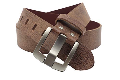 NK Belt GmbH Herren Ledergürtel aus Büffelleder braun, Made in Germany, Anzug Jeans Gürtel 38mm breit #FHB-03 (95cm Gesamtlänge 110cm) von NK Belt GmbH