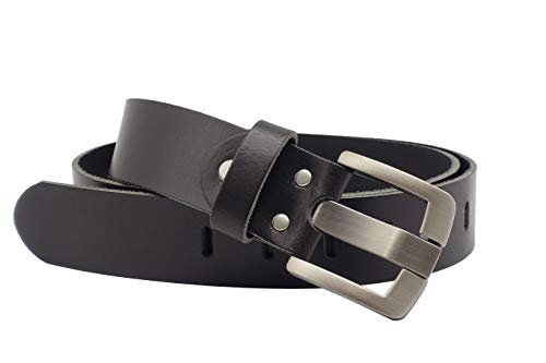 NK Belt GmbH Herren Ledergürtel aus Büffelleder schwarz, Made in Germany, Anzug Jeans Gürtel 38mm breit (85cm Gesamtlänge 100cm) von NK Belt GmbH