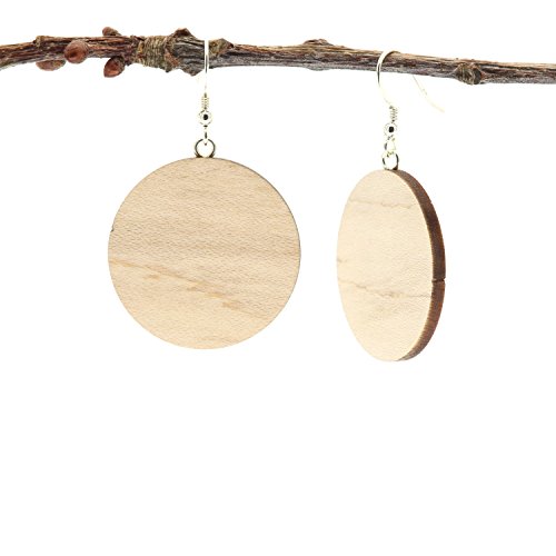 NaturSchatulle Holzohrringe Holzschmuck Kira Ahorn I natürliche Ohrhänger Holz 925 Sterling Silber Ohrringe Damen Ohrschmuck von NaturSchatulle