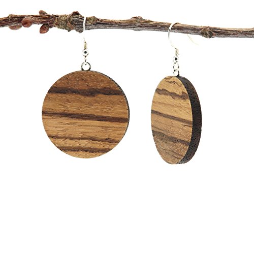 NaturSchatulle Holzohrringe Holzschmuck Kira Zebrano I natürliche Ohrhänger Holz 925 Sterling Silber Ohrringe Damen Ohrschmuck von NaturSchatulle