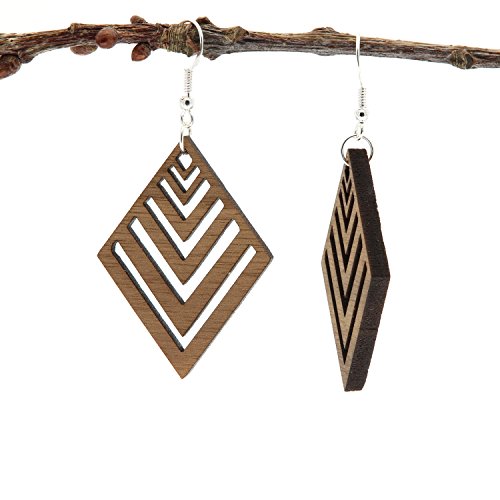 NaturSchatulle Holzohrringe Holzschmuck Mara Nussbaum I natürliche Ohrhänger Holz 925 Sterling Silber Ohrringe Damen Ohrschmuck von NaturSchatulle