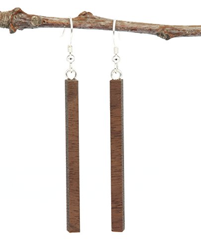 NaturSchatulle Holzohrringe Stab Nussbaum Ohrstecker Holz Stabform 925 Sterling Silber Holzschmuck Ohrringe Damen Ohrschmuck von NaturSchatulle