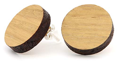 NaturSchatulle Holzschmuck Holzohrringe Eiche I Ohrstecker Holz 925 Sterling Silber Holz Ohrringe Damen natürlicher Ohrschmuck von NaturSchatulle