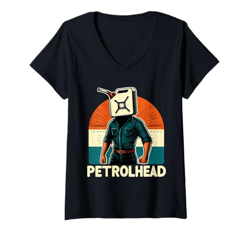 Damen Petrolhead Rennsportbegeisteter Autobegeisterter T-Shirt mit V-Ausschnitt Damen Petrolhead Rennsportbegeisteter Autobegeisterter T-Shirt mit V-Ausschnitt von NK Racing