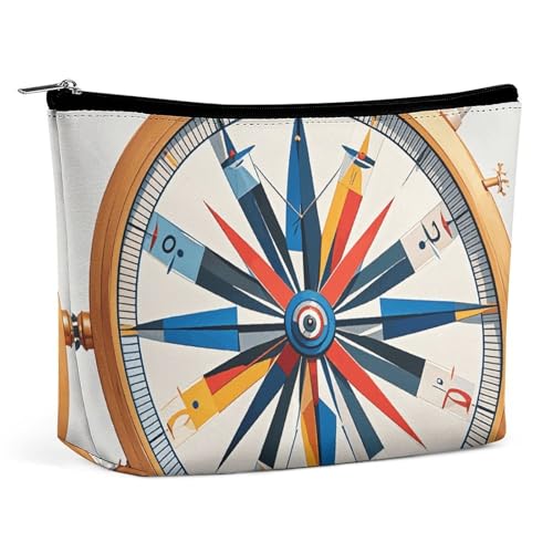 NKJJSTES Kosmetiktasche mit großem Fassungsvermögen, wasserdicht, Kosmetik-Organizer, maritimes Segelboot, Kompass, Kosmetikzubehör, Organizer für Damen/Mädchen, Maritimer Segelboot-Kompass von NKJJSTES