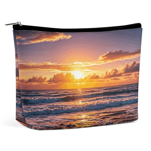 NKJJSTES Kosmetiktasche mit großem Fassungsvermögen, wasserdicht, weiße Blüten, blaue Schmetterlinge, Kosmetik-Accessoires, Organizer für Damen/Mädchen, Strand Sonnenuntergang Wellen, Einheitsgröße NKJJSTES Kosmetiktasche mit großem Fassungsvermögen, wasserdicht, weiße Blüten, blaue Schmetterlinge, Kosmetik-Accessoires, Organizer für Damen/Mädchen, Strand Sonnenuntergang Wellen, Einheitsgröße von NKJJSTES