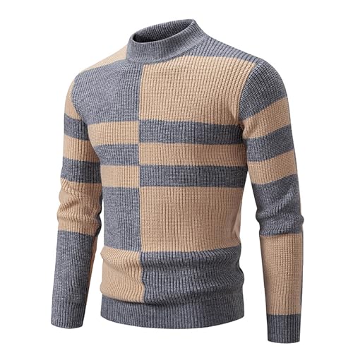 NKPUYT Rollkragenpullover Herren Longsleeve Rollkragenpulli Elastisch Sweater Farbblock Rollkragenshirt Basic Männer Pullover Unterzieh Strickpullover Warm Pulli Winterpullover Freizeit Sweatshirt von NKPUYT