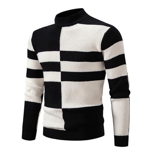 NKPUYT Rollkragenpullover Herren Longsleeve Rollkragenpulli Elastisch Sweater Farbblock Rollkragenshirt Basic Männer Pullover Unterzieh Strickpullover Warm Pulli Winterpullover Freizeit Sweatshirt von NKPUYT