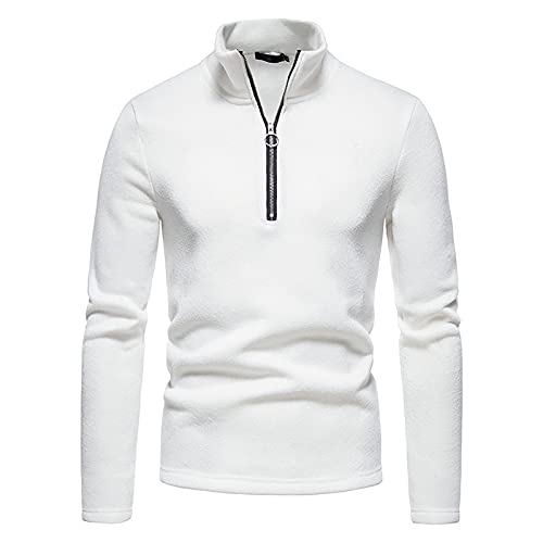 T-Shirt Herren Langarm Rollkragenpullover Half Zip Langarmshirt Männer Thermo Unterhemd Oberteile Einfarbig Rollkragenshirt Base Layer Tops Lässig Sweatshirt Thermounterwäsche Polohemd von NKPUYT