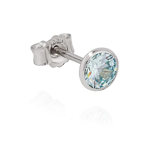 NKlaus Einzel Kelch Ohrstecker 925 Silber 5mm Zirkonia Aquamarin hellblau Ohrring 11215 von NKlaus