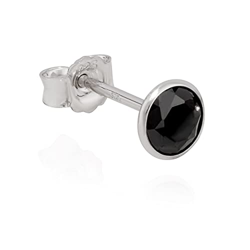 NKlaus Einzel Kelch Ohrstecker 925 Silber anlaufgeschützt 5mm Zirkonia Schwarz Ohrring 11214 von NKlaus