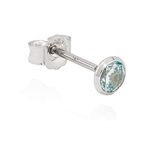 NKlaus Einzel Kelch Ohrstecker 925 Silber rhodiniert 4mm Zirkonia hellblau Ohrring 11212 von NKlaus