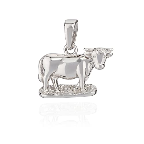 NKlaus Kettenanhänger Kuh 925 Silber anlaufgeschützt 14x9mm klein Amulett Talisman 9837 von NKlaus