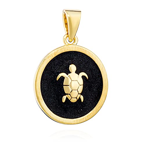 NKlaus 13mm Kettenanhänger Schildkröte gold schwarz 925 Silber vergoldet Kinderschmuck 14169 von NKlaus