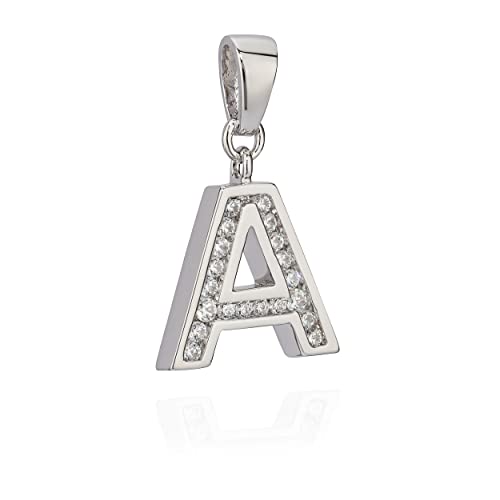 NKlaus 13x13mm Kettenanhänger Buchstabe A Silber 925 Anlaufschutz Zirkon weiß Alphabet 10005 von NKlaus