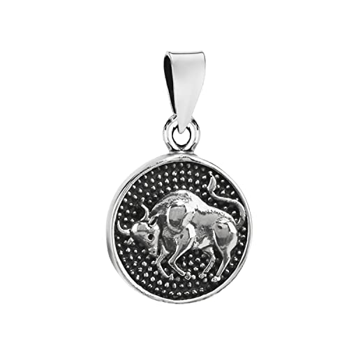 NKlaus 14,7mm Kettenanhänger Stier 925 Silber Horoskop Sternzeichen Zodiak Anhänger 3565 von NKlaus