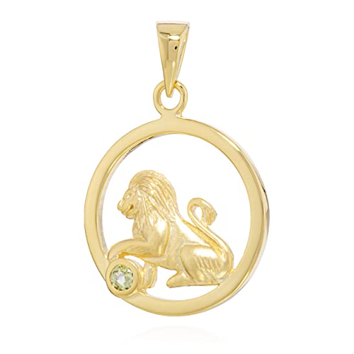 NKlaus 15mm Kettenanhänger Sternzeichen Löwe 333 Gelbgold 8 Karat echt Peridod Zodiac mit Geburtsstein 14051 von NKlaus