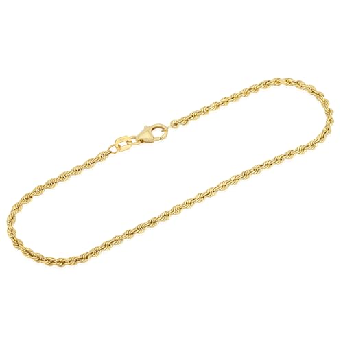 NKlaus 19cm Armband Zopfkette 333 Gelb Gold 8 Karat Kordel hohl 2,1mm Breit Armkettchen 15680 von NKlaus