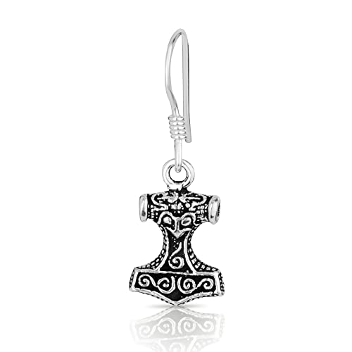 NKlaus 1x Ohrhänger einzel Thors Hammer aus 925 Sterling Silber Keltisch Wikinger 4974 von NKlaus