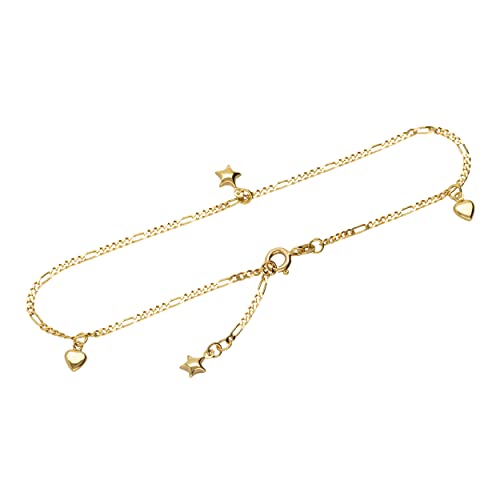 NKlaus 25cm Fusskette Figaro Kette diamantiert 585 Gelb Gold 14 Karat Fusskettchen Goldkette 2295 von NKlaus