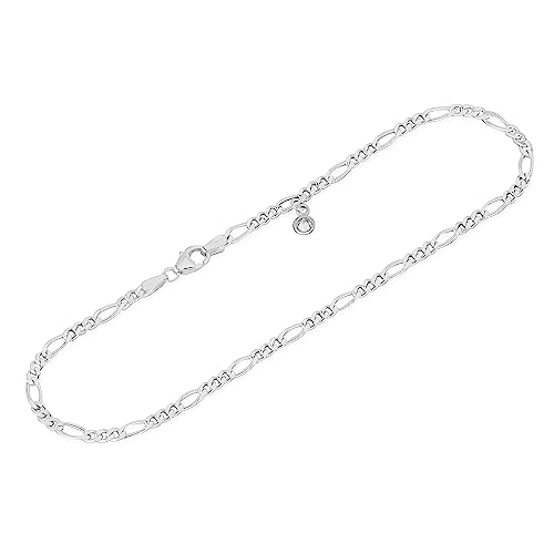 NKlaus 26cm Figaro Fusskette diamantiert 925 Silber Damen Figarokette Fußkettchen 14670 von NKlaus