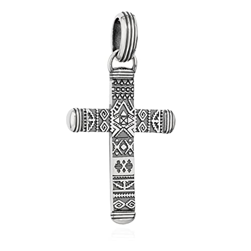 NKlaus 31mm Maori Kreuz 925 Sterling Silber polynesische Kettenanhänger teil oxidiert 14029 von NKlaus