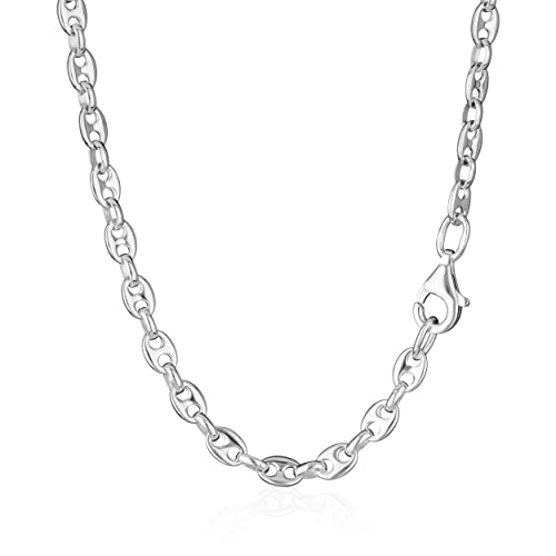 NKlaus 42cm Kaffeebohnenkette 925 Silber elegante Halskette Breite: 3,5mm Collier 6,34g schwer 9623 von NKlaus