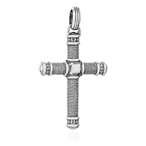 NKlaus 4cm Rabel Kreuz Anhänger 925 Sterling Silber Herren Kettenanhänger teil oxidiert 14030 von NKlaus