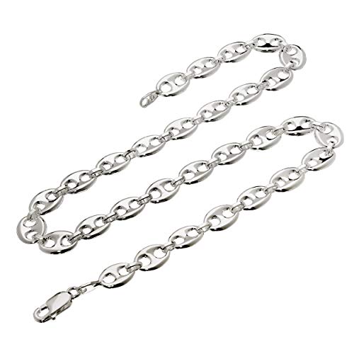 NKlaus 50cm Kaffeebohnenkette 925 Silber elegante Halskette besondere Breite: 10mm Collier 40g schwer 5261 von NKlaus