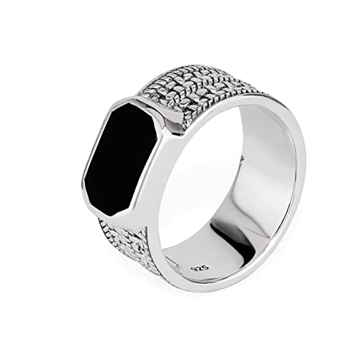 NKlaus 58mm Herrenring echt Onyx schwarz Solitär 925 Silber massiv Vintage Fingerring 14211 von NKlaus